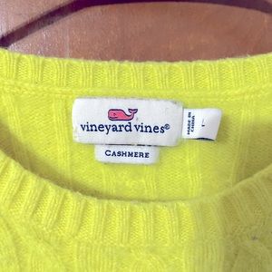 Neon/Fluorescent yellow Vineyard Vines 100% cashmere sweater, size large.
